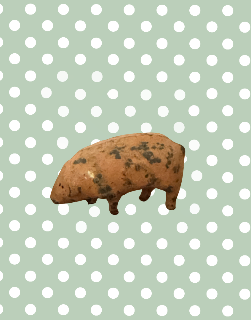 Characterful Miniature Pink Patina Patched Pig (Version 1) | Britains Ltd Vintage Lead Animal (1920s)
