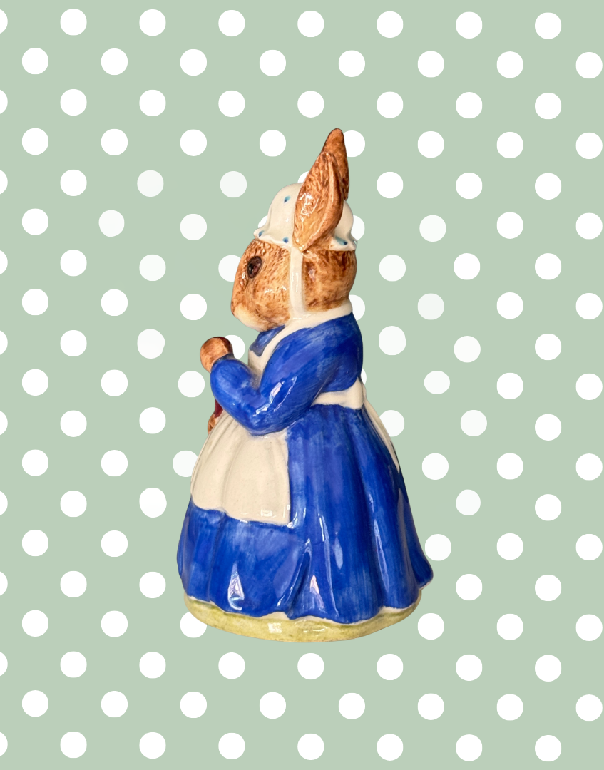 Royal Doulton Mrs Bunnykins “Clean Sweep” DB6 | Endearing Beatrix Potter Rabbit Figurine, 1972