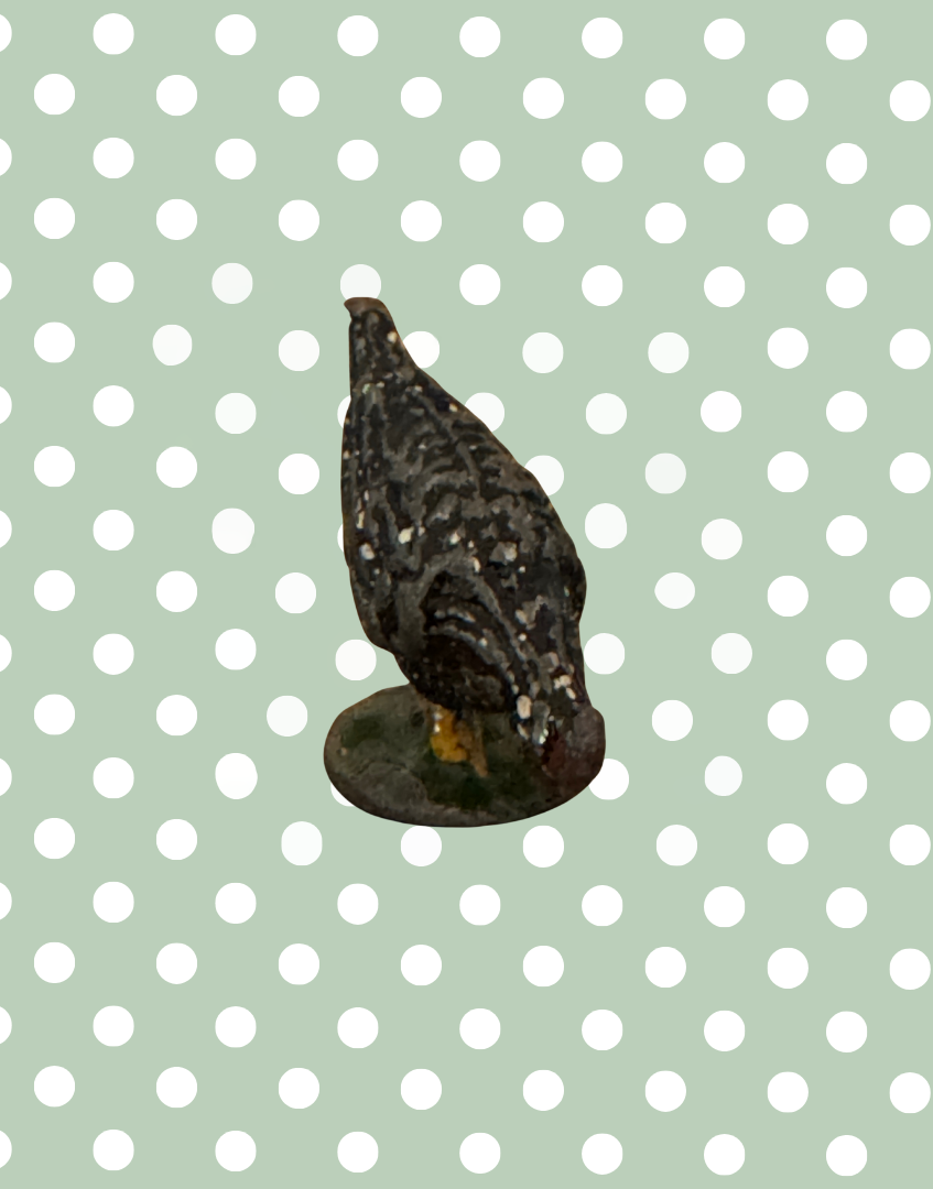 Miniature Black Chicken on Stand | Britains Ltd Vintage Lead Farm Animals & Countryside Figurine (1920s)