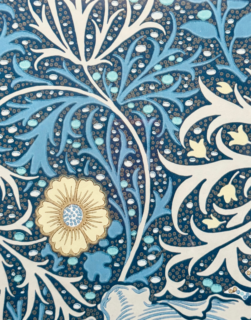 'Seaweed – Ink & Woad' William Morris Framed Wall Art | Unique Vintage Gold Wood Frame