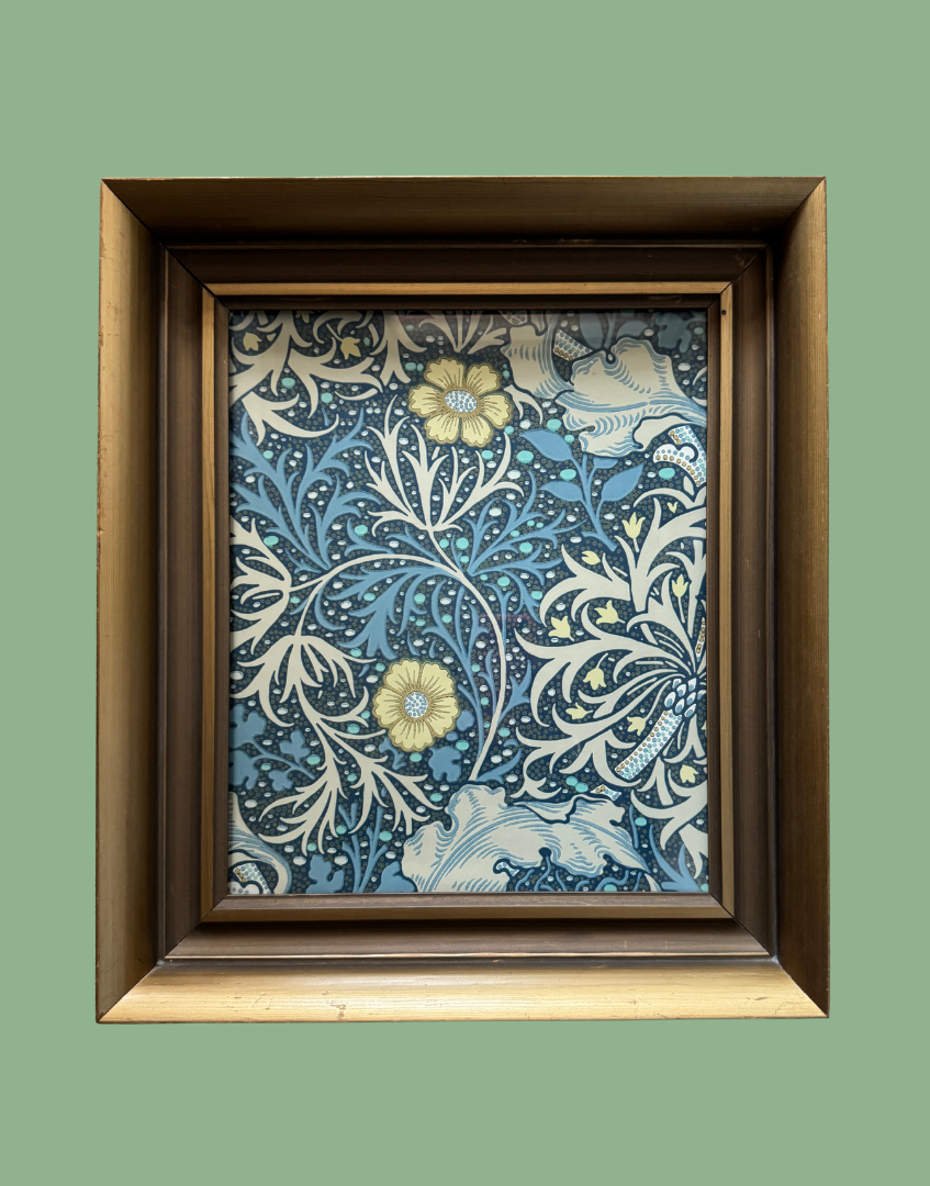 'Seaweed – Ink & Woad' William Morris Framed Wall Art | Unique Vintage Gold Wood Frame