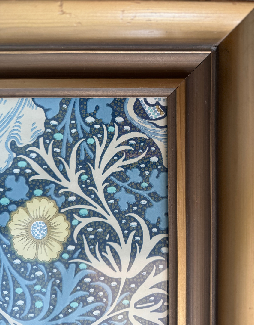 'Seaweed – Ink & Woad' William Morris Framed Wall Art | Unique Vintage Gold Wood Frame