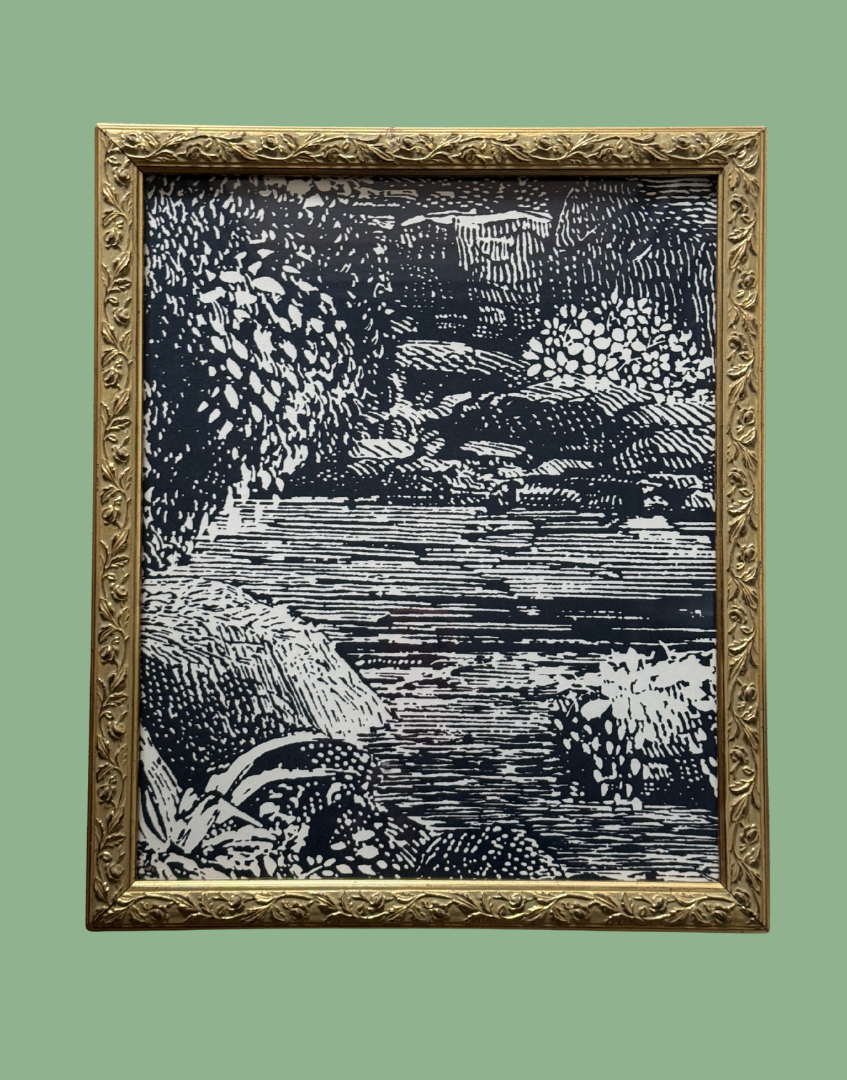 Linwood Tango – Island Paradise | Vintage Framed Abstract Landscape Art in Gold Gilt Frame