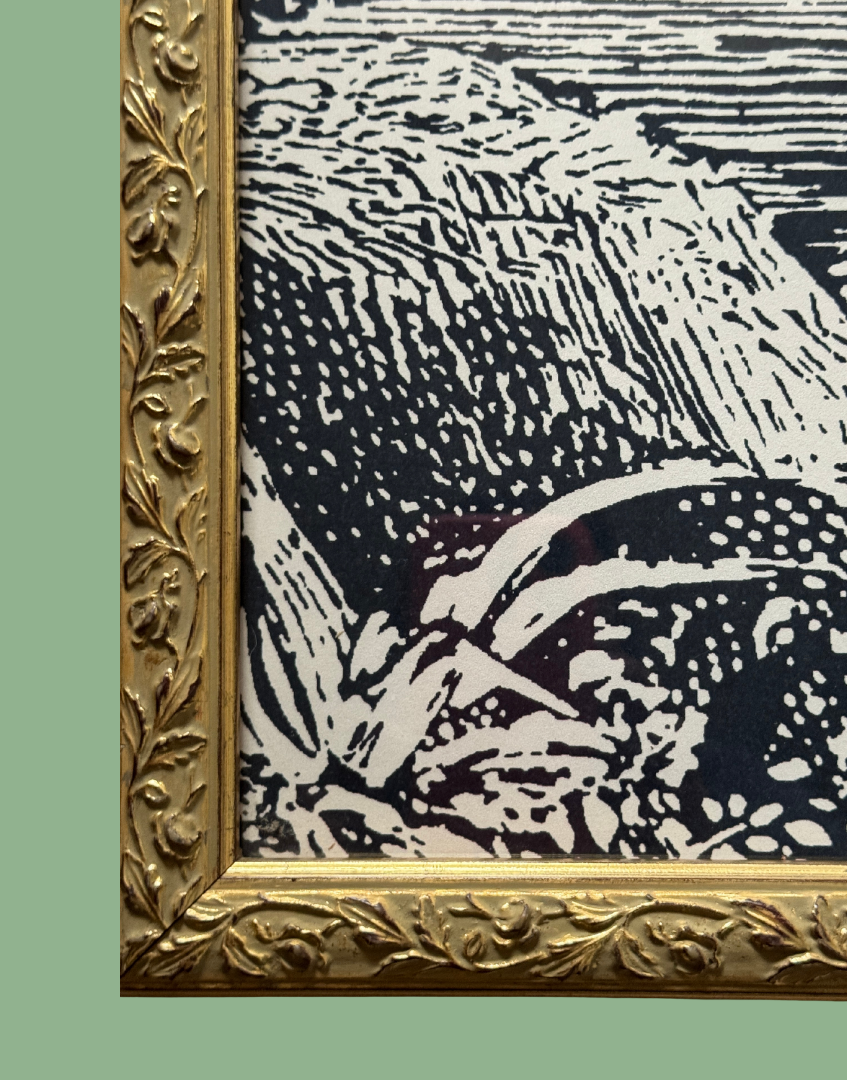 Linwood Tango – Island Paradise | Vintage Framed Abstract Landscape Art in Gold Gilt Frame