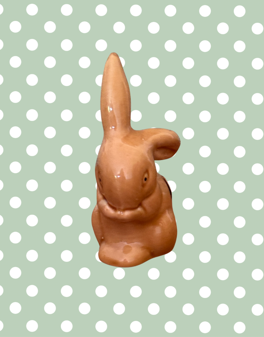Sweet Cream Sherry Miniature Ceramic Bunny Bottle | Vintage Light Brown Rabbit Figure