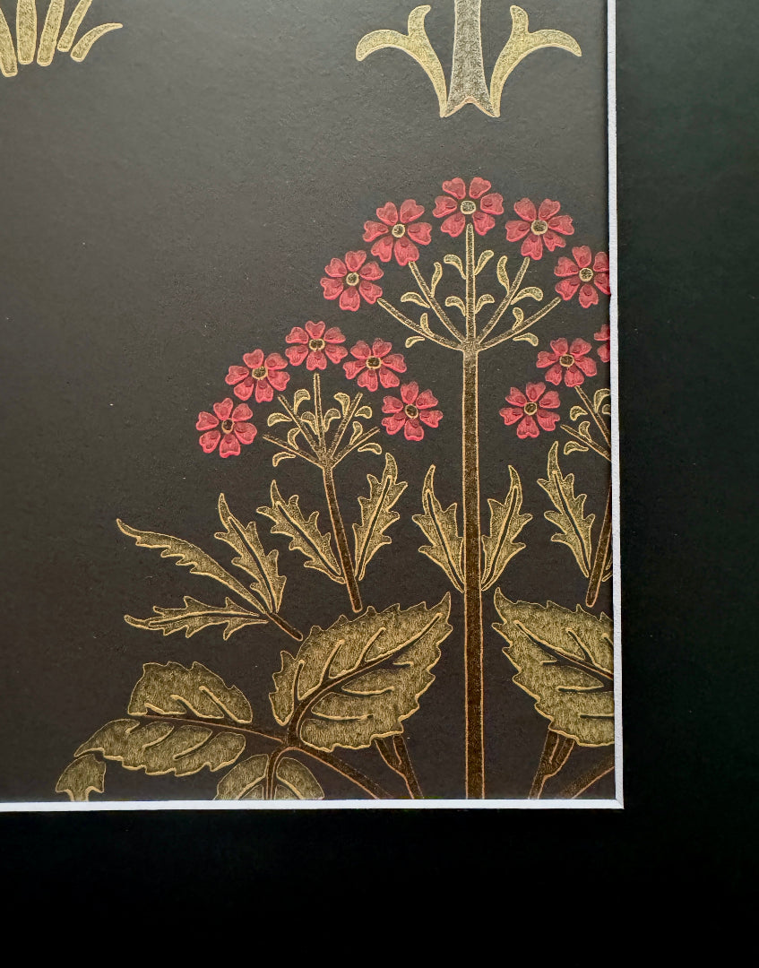 Framed Print - William Morris ‘Meadow Sweet - Charcoal & Rose' Vintage Wall Decor | Dark Botanicals Wall Art Collection