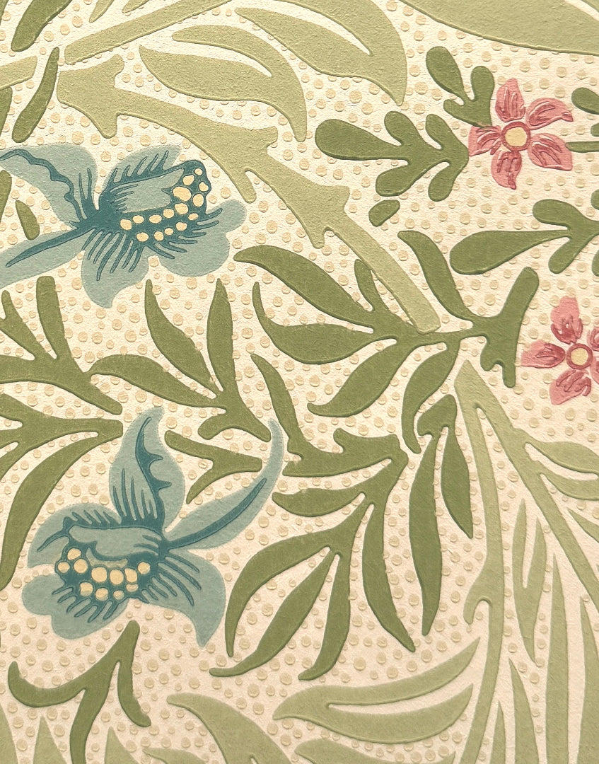 'Larkspur – Green & Coral’ Pretty Morris & Co. Unique Framed Print | William Morris Summer Floral Wall Art