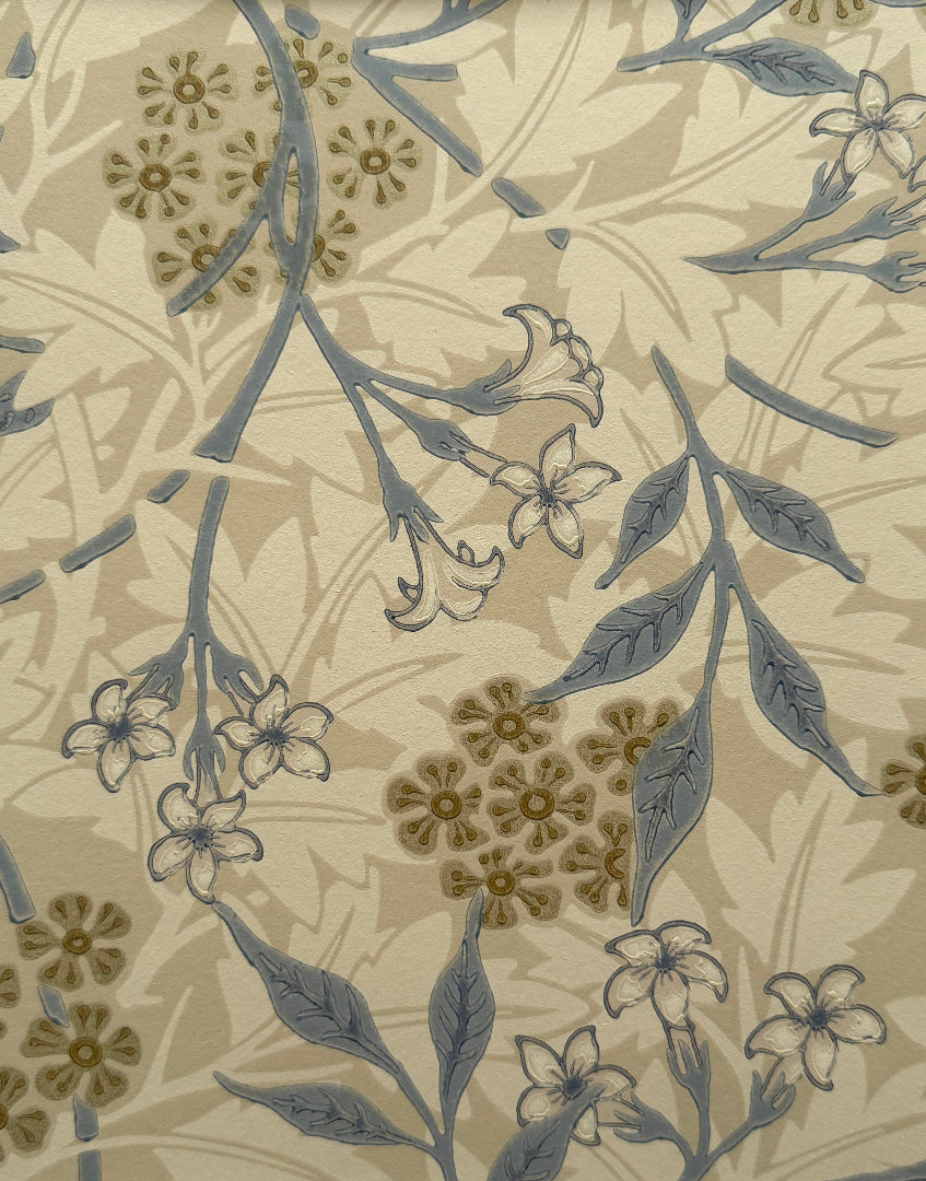 ‘Jasmine – Ecru & Woad’ Morris & Co. Vintage Design | William Morris Botanical Framed Wall Art