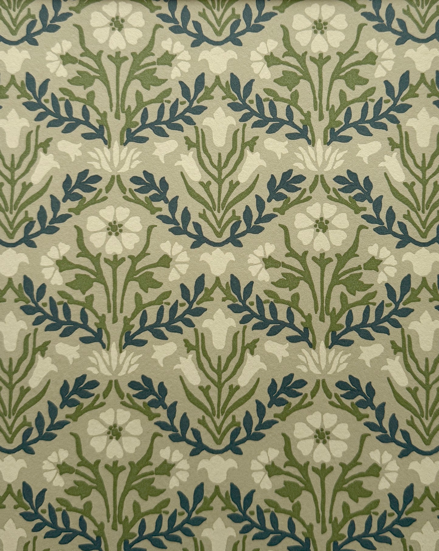 'Bellflowers – Grey & Fennel’ Vintage William Morris Unique Wall Art | Subtle Floral Framed Arts & Crafts Floral Print