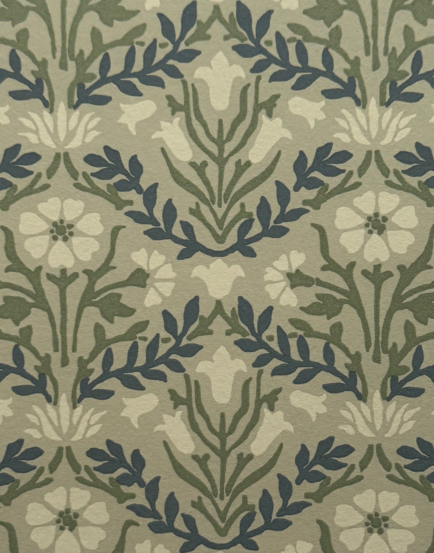 'Bellflowers – Grey & Fennel’ Vintage William Morris Unique Wall Art | Subtle Floral Framed Arts & Crafts Floral Print