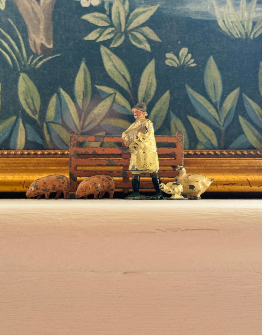 1920s Britains Farmer Carrying Sheep Vintage Hand Painted Lead Rural Farm Figure