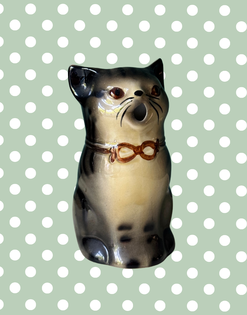 Characterful Grey Tabby Cat Jug | Vintage Tony Wood Staffordshire Pottery Collectible