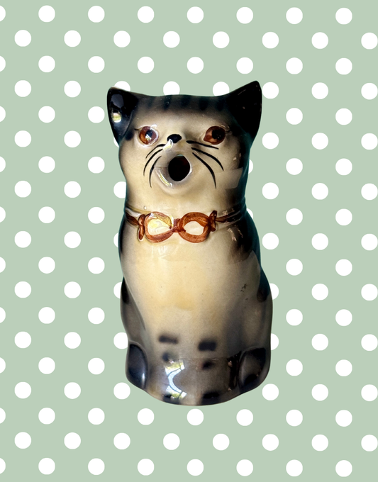 Characterful Grey Tabby Cat Jug | Vintage Tony Wood Staffordshire Pottery Collectible