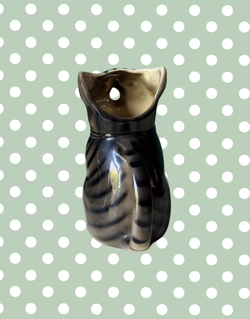 Characterful Grey Tabby Cat Jug | Vintage Tony Wood Staffordshire Pottery Collectible