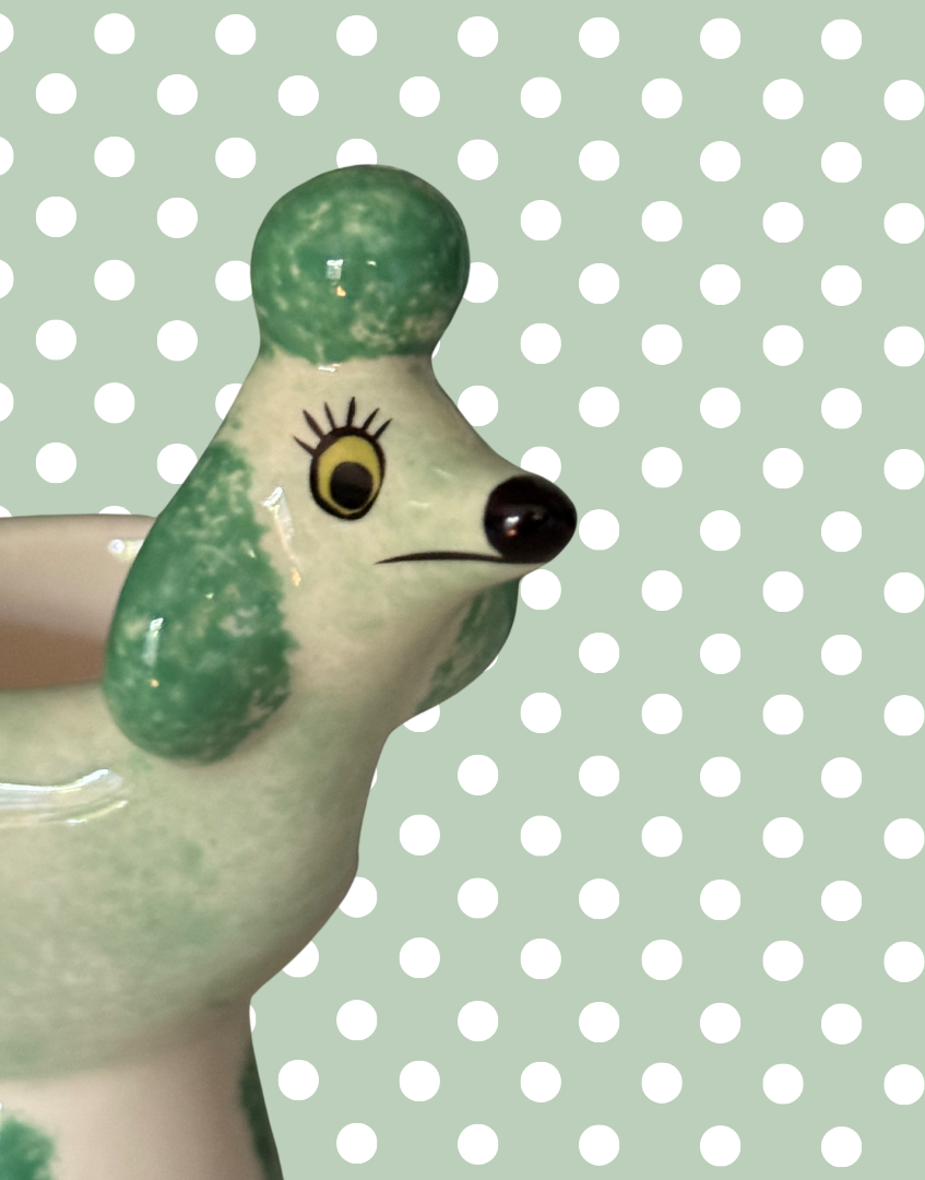 Hannah Turner Mint Green Poodle Ceramic Egg Cup | Rare British Vintage Kitchenalia Collectable