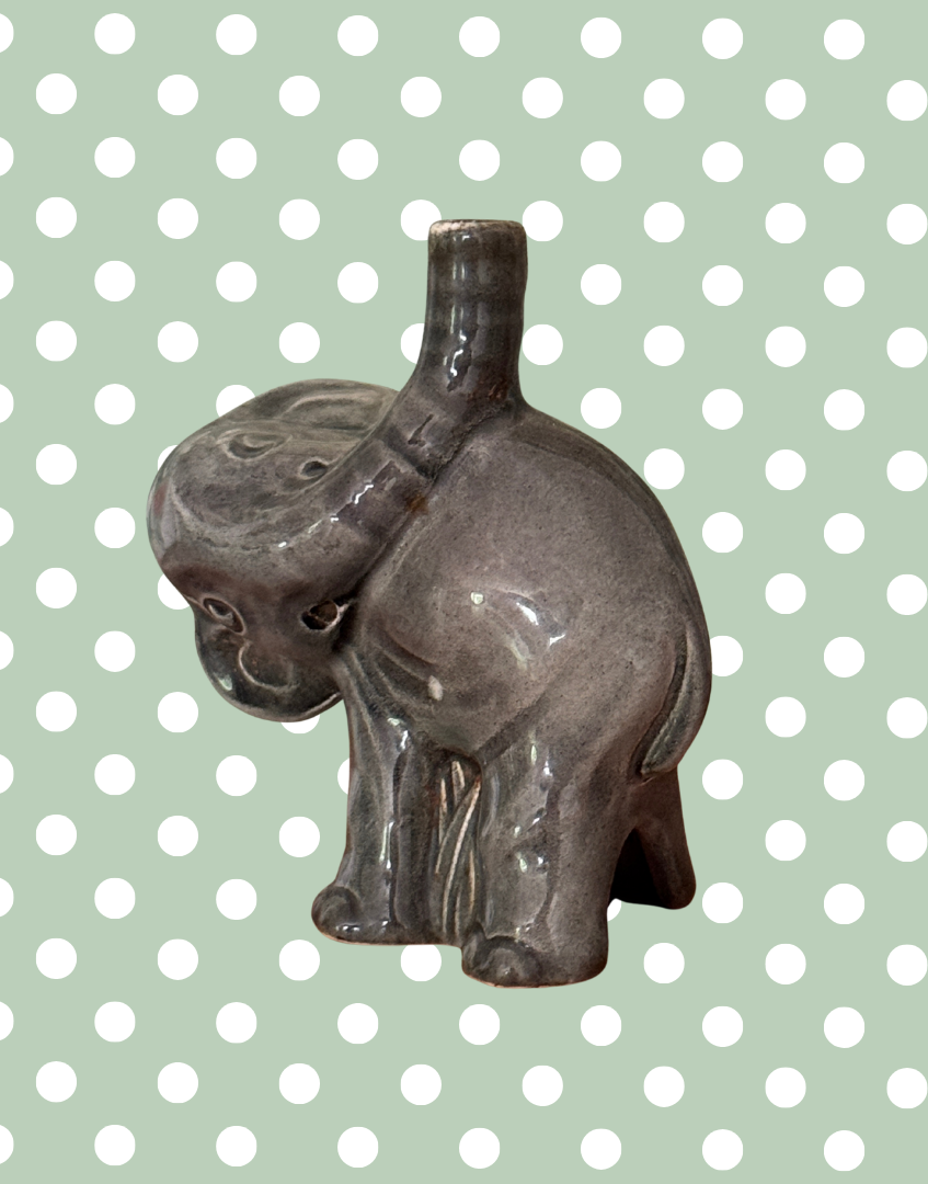 Rare & Adorable Grey Elephant Pie Funnel | Charming Grimwade for Nutbrown Vintage Collectable