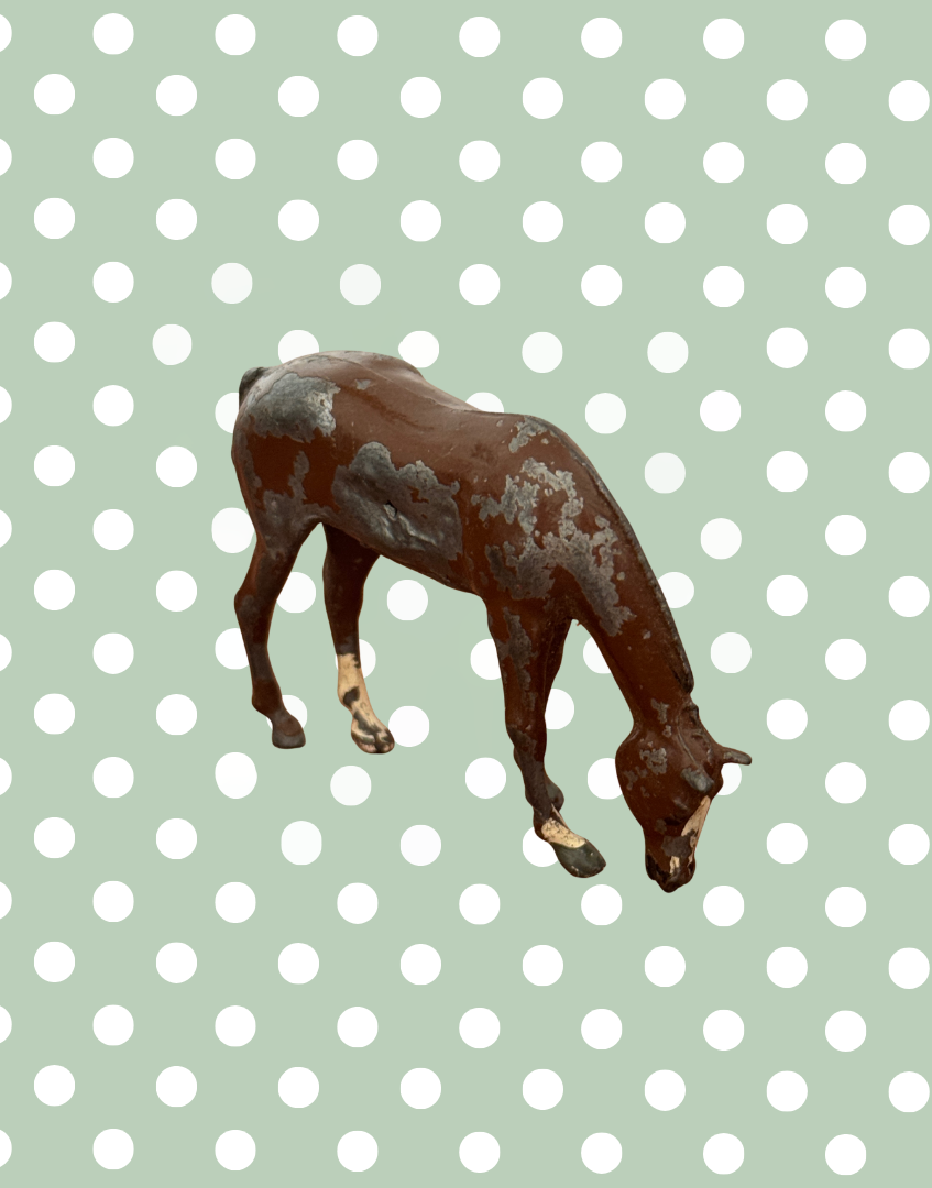 Elegant Medium Grazing Brown Horse | Britains Ltd Vintage Lead Farm Animal (1920s)