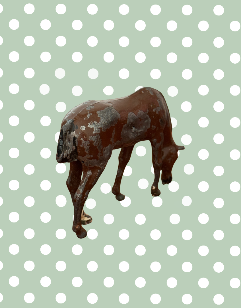 Elegant Medium Grazing Brown Horse | Britains Ltd Vintage Lead Farm Animal (1920s)
