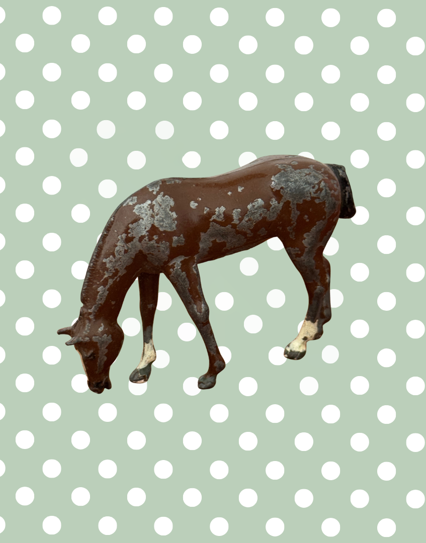 Elegant Medium Grazing Brown Horse | Britains Ltd Vintage Lead Farm Animal (1920s)