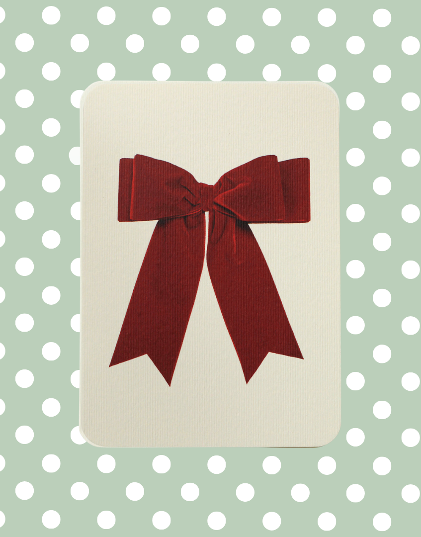 Classic Red Plush Velvet Bow Greeting Card | Alexandra Simms for Canonbury Press