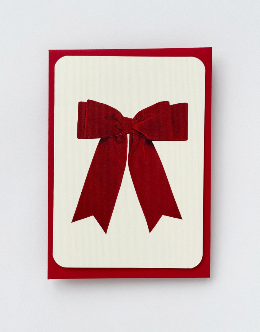 Classic Red Plush Velvet Bow Greeting Card | Alexandra Simms for Canonbury Press