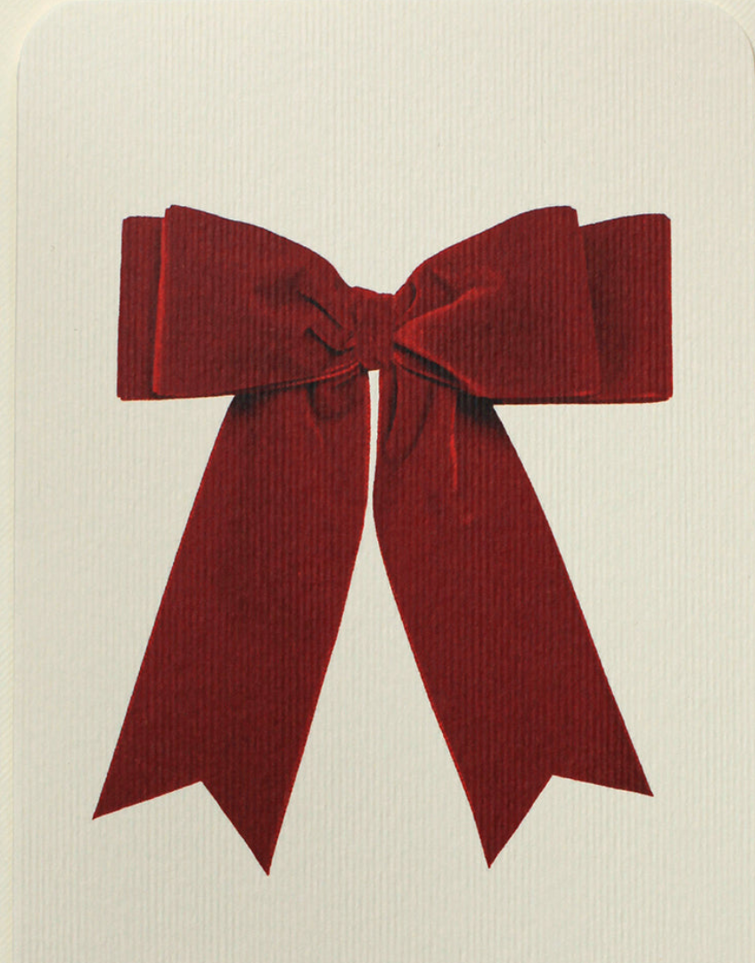 Classic Red Plush Velvet Bow Greeting Card | Alexandra Simms for Canonbury Press