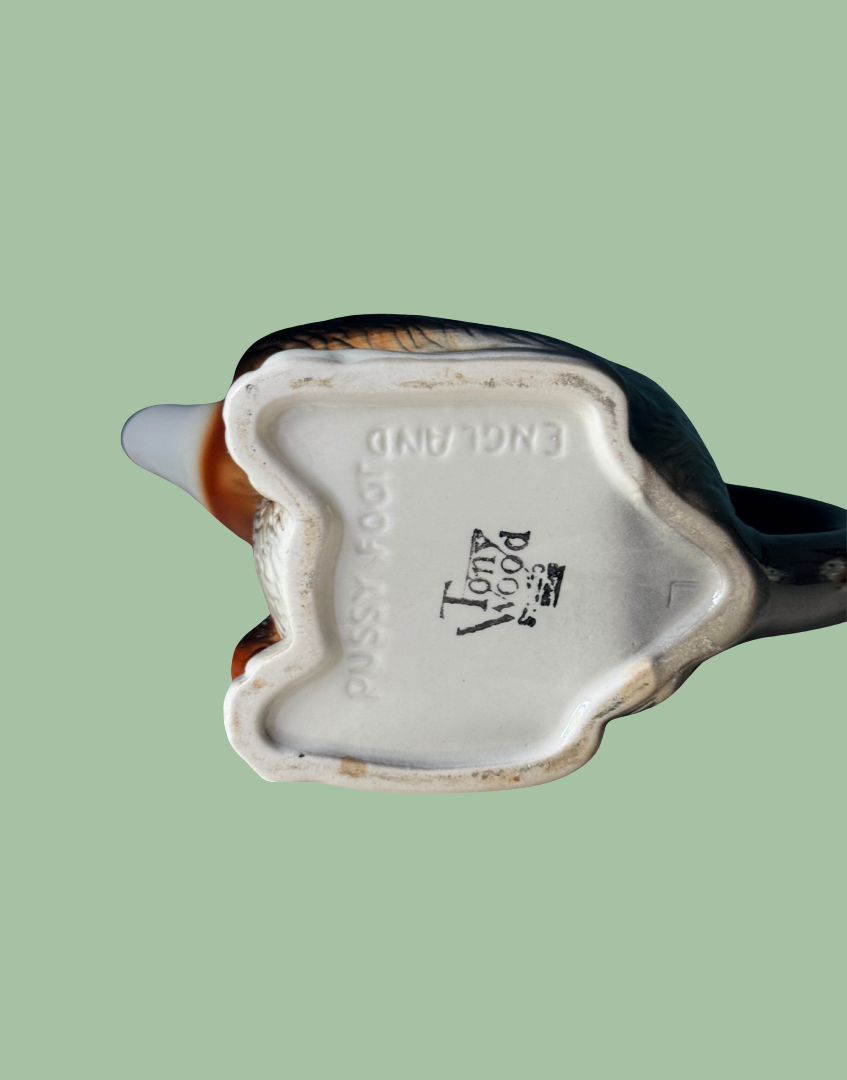 Base of Tony Wood vintage pussyfoot cat teapot with maker stamp