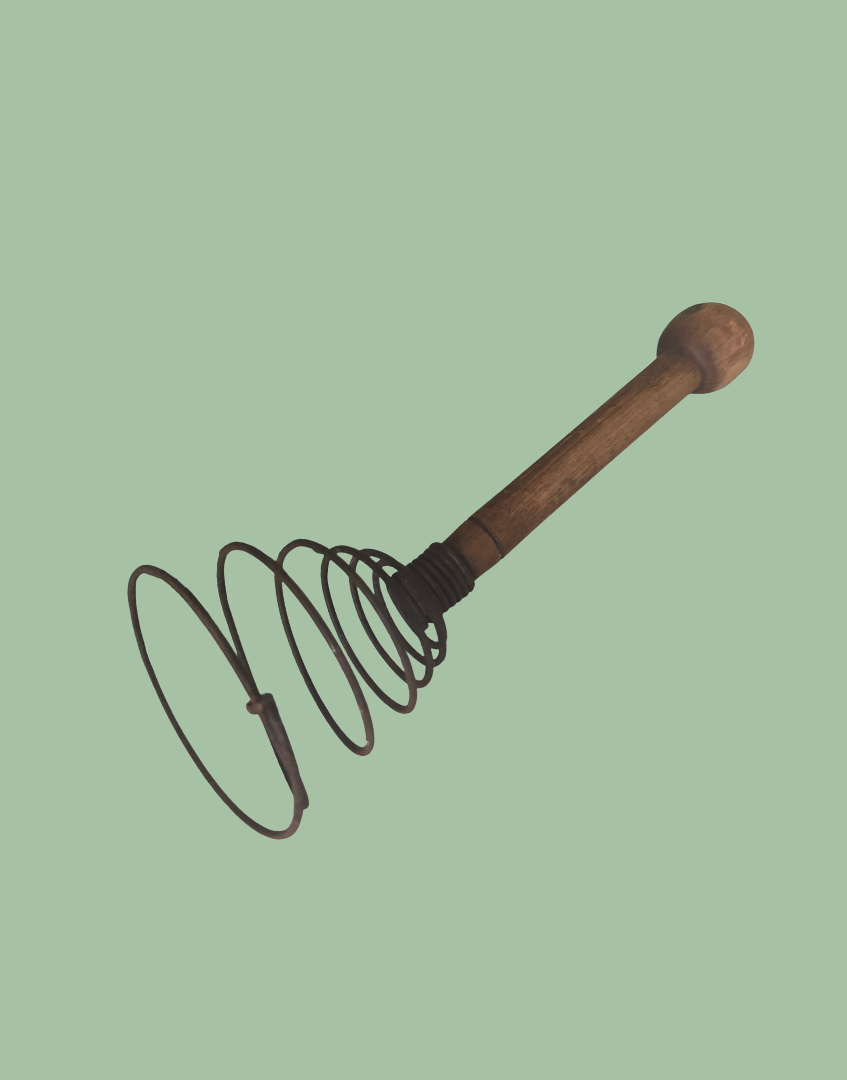 French vintage wooden and metal coil wisk kitchen collectable