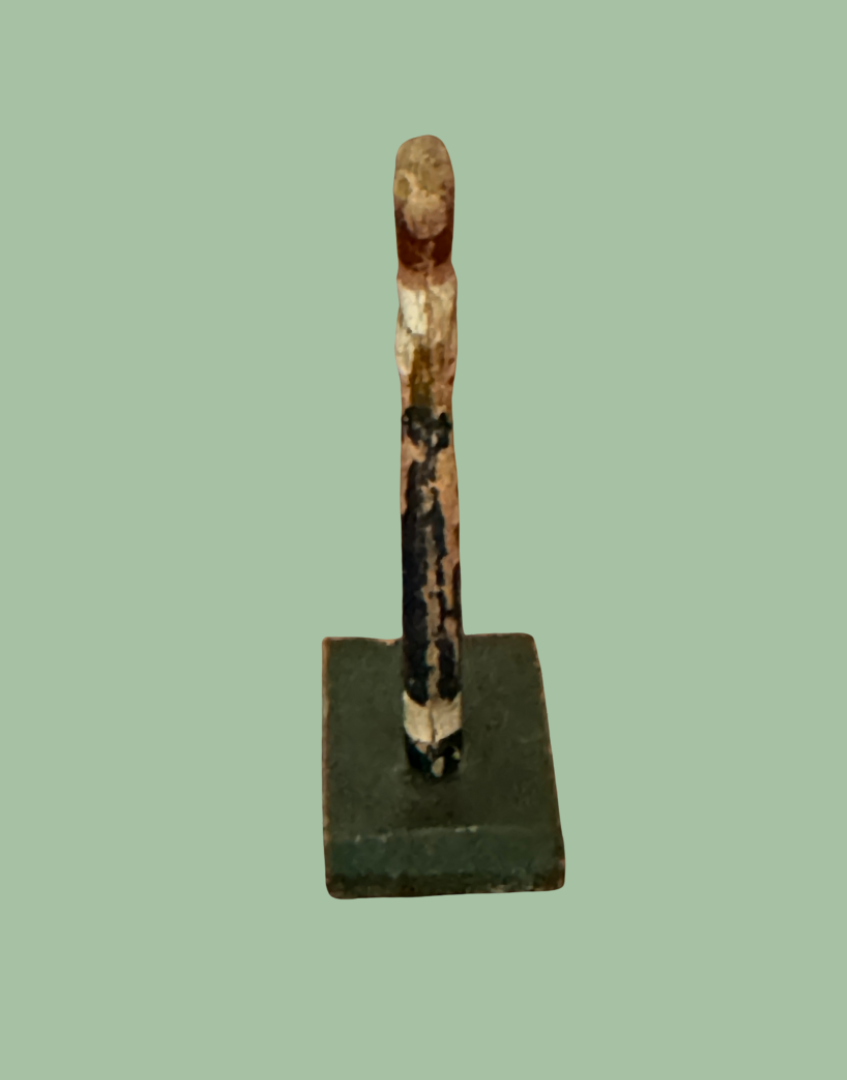 1930s flat wooden vintage small figurine from side view