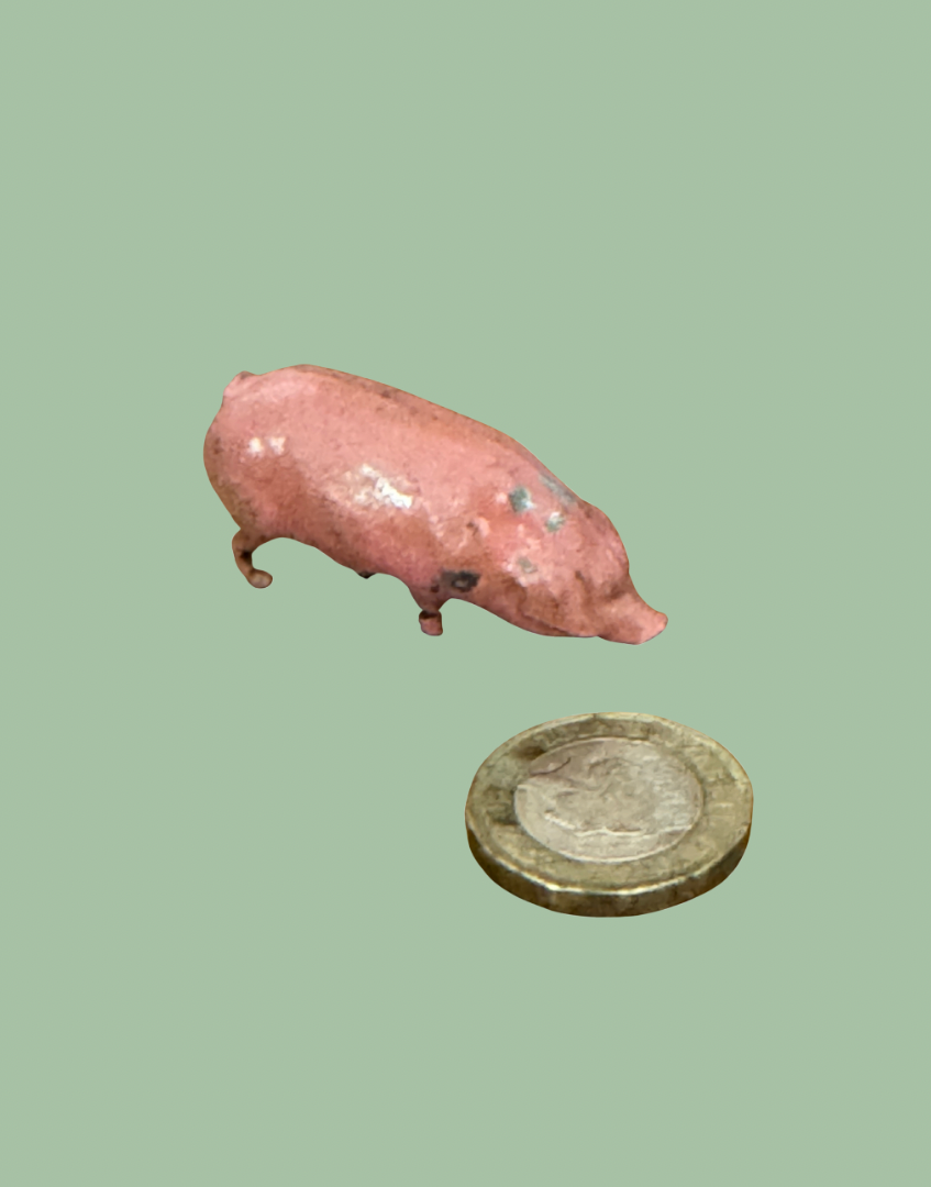 1920s Britains Pink Pig Lead Farm Figure with Curly Tail