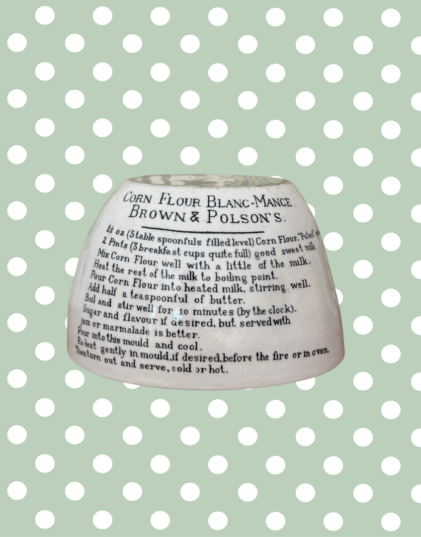 1910 -1920’s Vintage Brown & Polson’s Corn Flour Blancmange Mould with Printed Recipe | Highly Collectable Kitchenalia