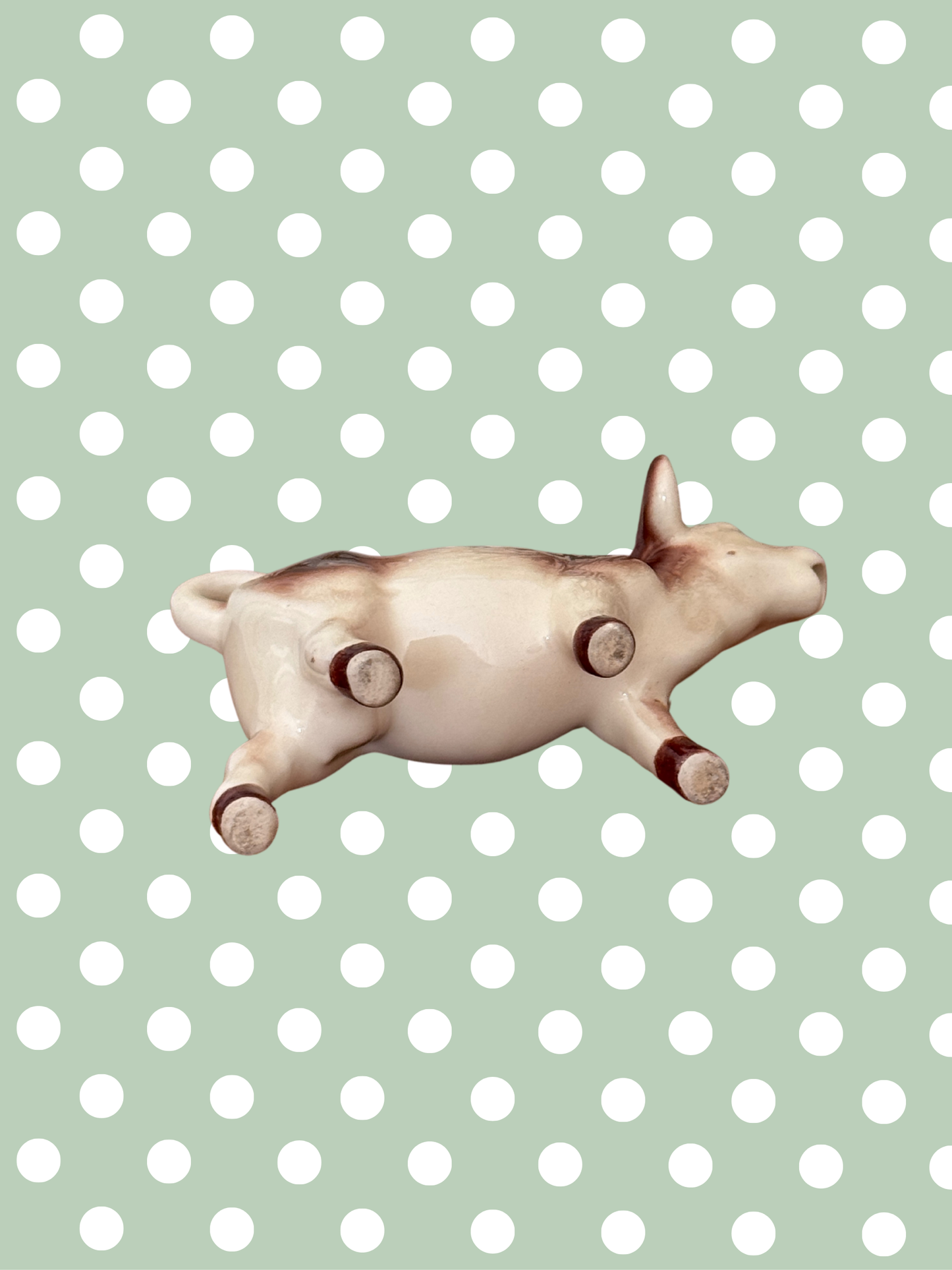 Large Mid-Century Cow Creamer with Brown Patchwork Design – Beautiful Characterful Cottagecore Vintage Piece