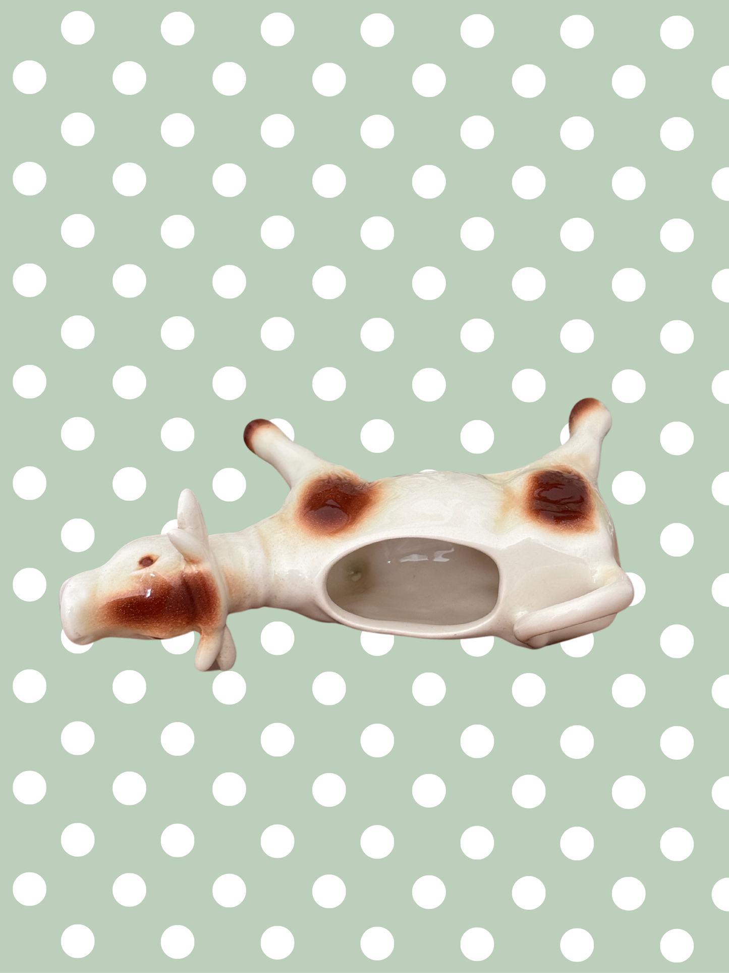 Large Mid-Century Cow Creamer with Brown Patchwork Design – Beautiful Characterful Cottagecore Vintage Piece
