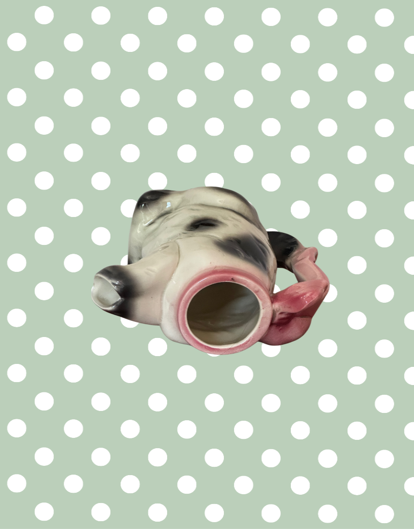Enchanting Vintage Erphila Germany Dog 1940s Teapot | Highlt Collectable Black and White Scottie Terrier with Pink Bow