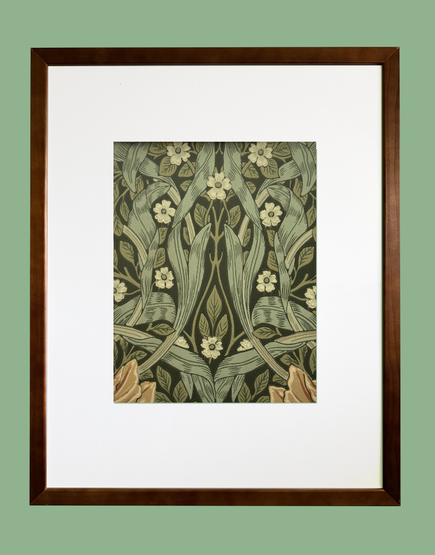 Pimpernel - Brick & Olive' William Morris Framed Vintage Floral Wallpaper Print