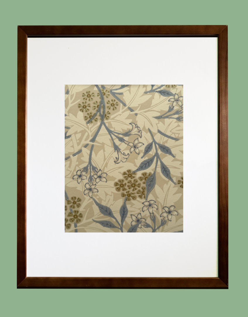 ‘Jasmine – Ecru & Woad’ Morris & Co. Vintage Design | William Morris Botanical Framed Wall Art