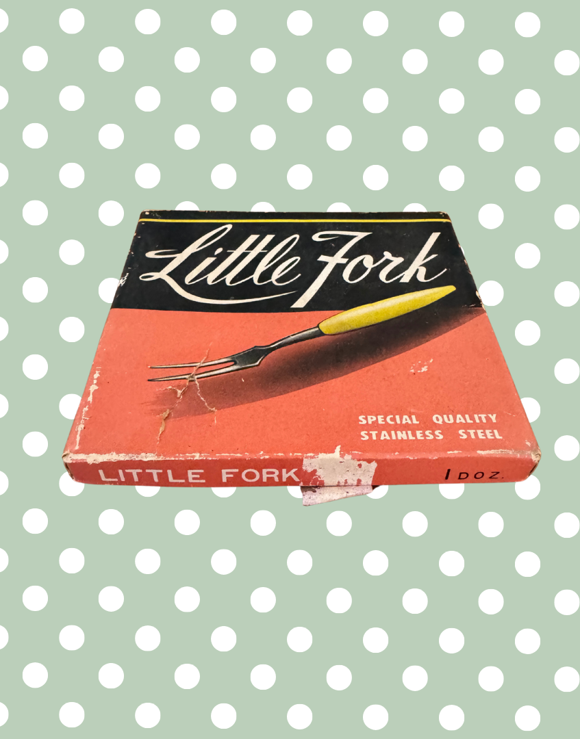 Vintage 'Little Forks' Set | Mid-Century Stainless Steel Canapé Forks with Retro Pretty Pastel Handles