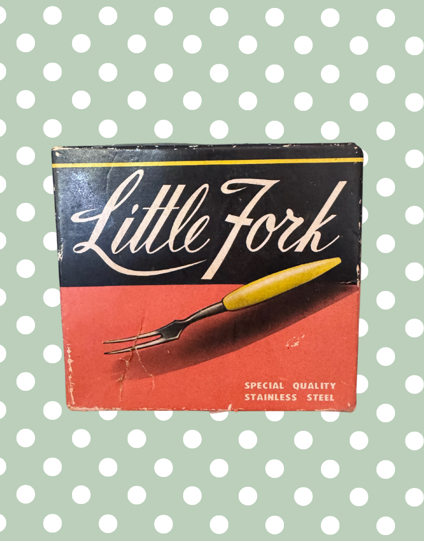 Vintage 'Little Forks' Set | Mid-Century Stainless Steel Canapé Forks with Retro Pretty Pastel Handles