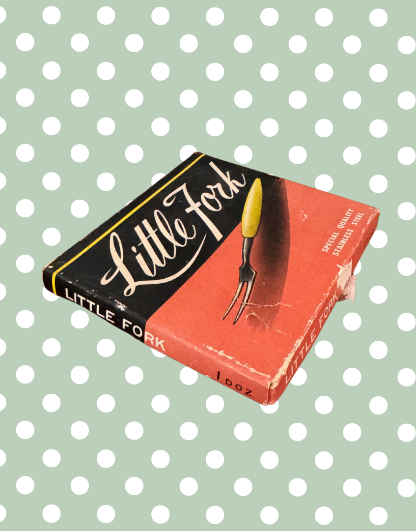 Vintage 'Little Forks' Set | Mid-Century Stainless Steel Canapé Forks with Retro Pretty Pastel Handles