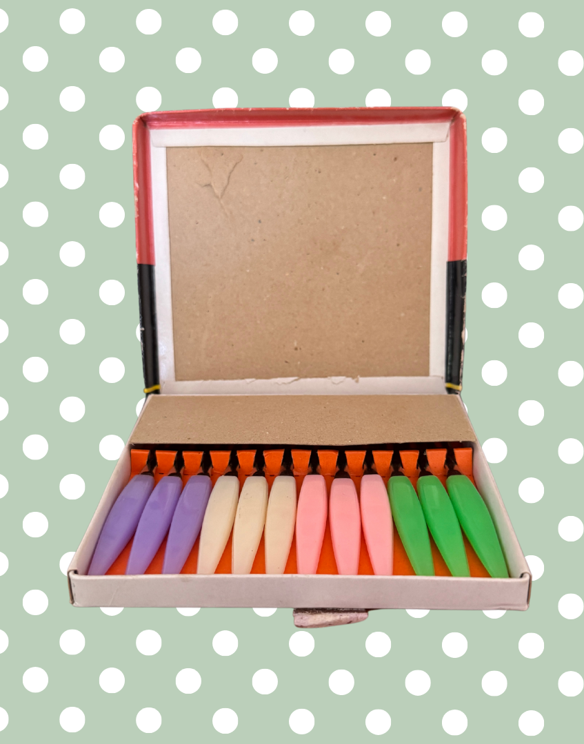 Vintage 'Little Forks' Set | Mid-Century Stainless Steel Canapé Forks with Retro Pretty Pastel Handles