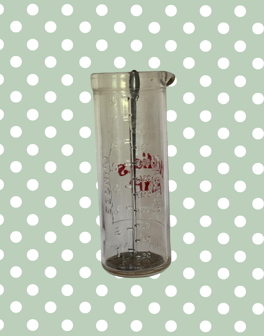 Vintage Horlicks Glass Mixer with Original Metal Tool | Retro British Kitchenalia Branding Collectable