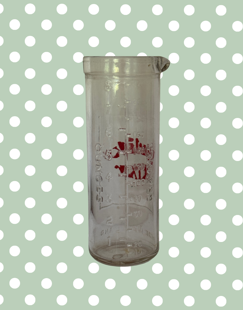 Vintage Horlicks Glass Mixer with Original Metal Tool | Retro British Kitchenalia Branding Collectable