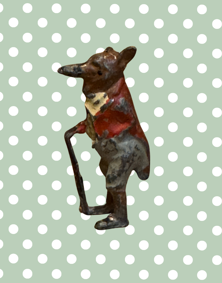 ‘Silus Slink’ Cococub Dapper Fox Figurine | Rare Miniature Vintage 1930s Lead Toy