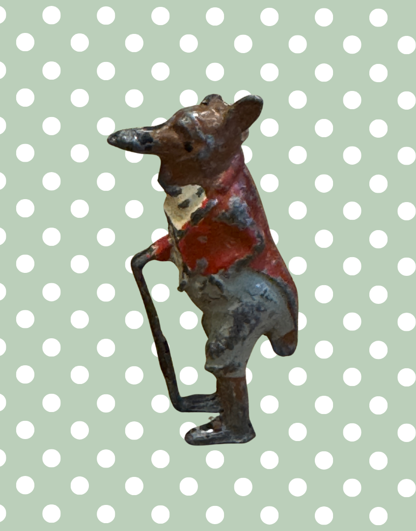 ‘Silus Slink’ Cococub Dapper Fox Figurine | Rare Miniature Vintage 1930s Lead Toy