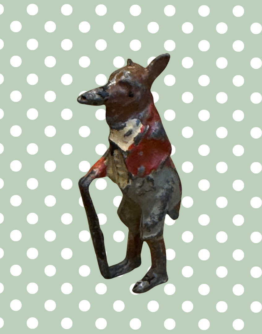 ‘Silus Slink’ Cococub Dapper Fox Figurine | Rare Miniature Vintage 1930s Lead Toy