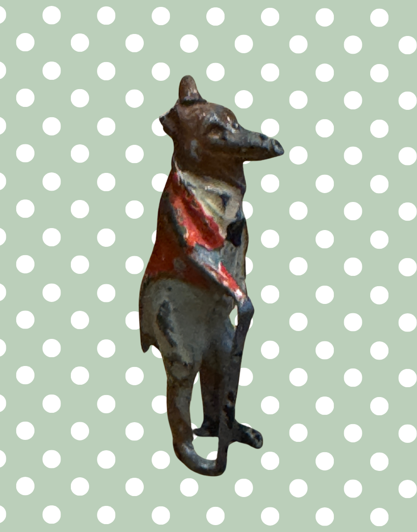 ‘Silus Slink’ Cococub Dapper Fox Figurine | Rare Miniature Vintage 1930s Lead Toy