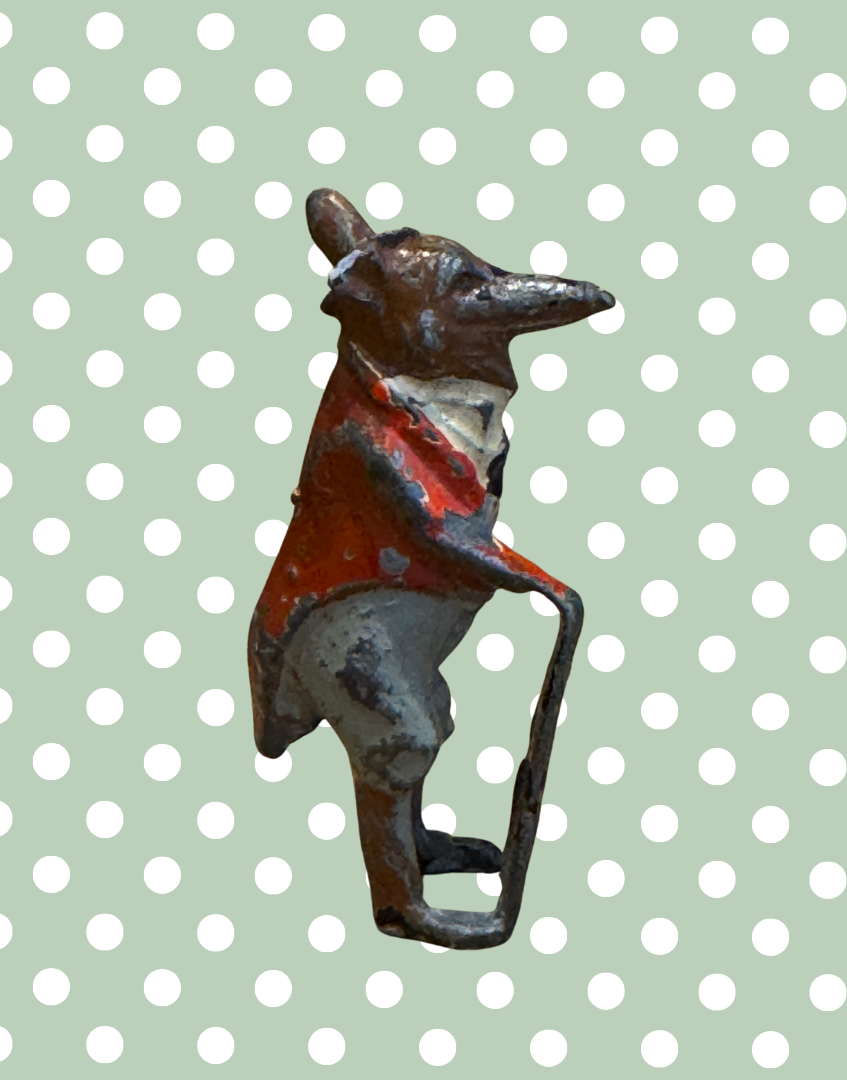 ‘Silus Slink’ Cococub Dapper Fox Figurine | Rare Miniature Vintage 1930s Lead Toy