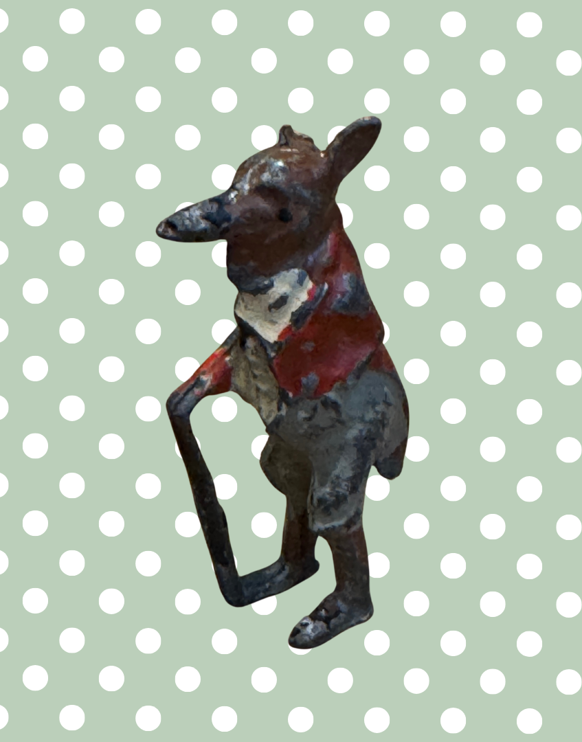 ‘Silus Slink’ Cococub Dapper Fox Figurine | Rare Miniature Vintage 1930s Lead Toy