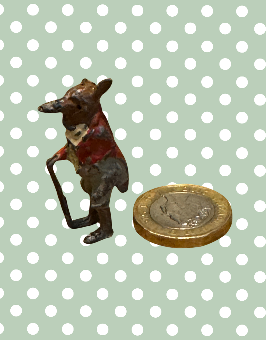 ‘Silus Slink’ Cococub Dapper Fox Figurine | Rare Miniature Vintage 1930s Lead Toy