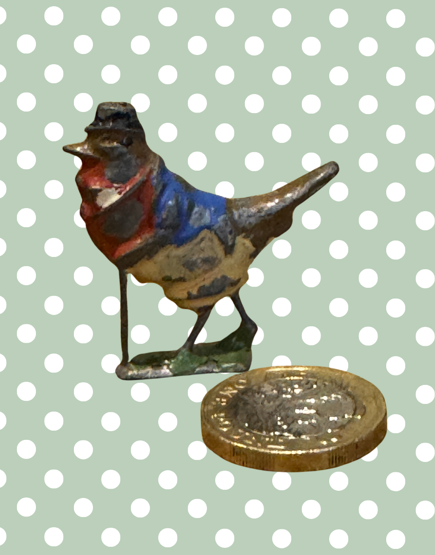 ‘Gussie Robin’ Cadbury Cococub Bird Figurine | Vintage Handpainted Lead 1930s Collectible